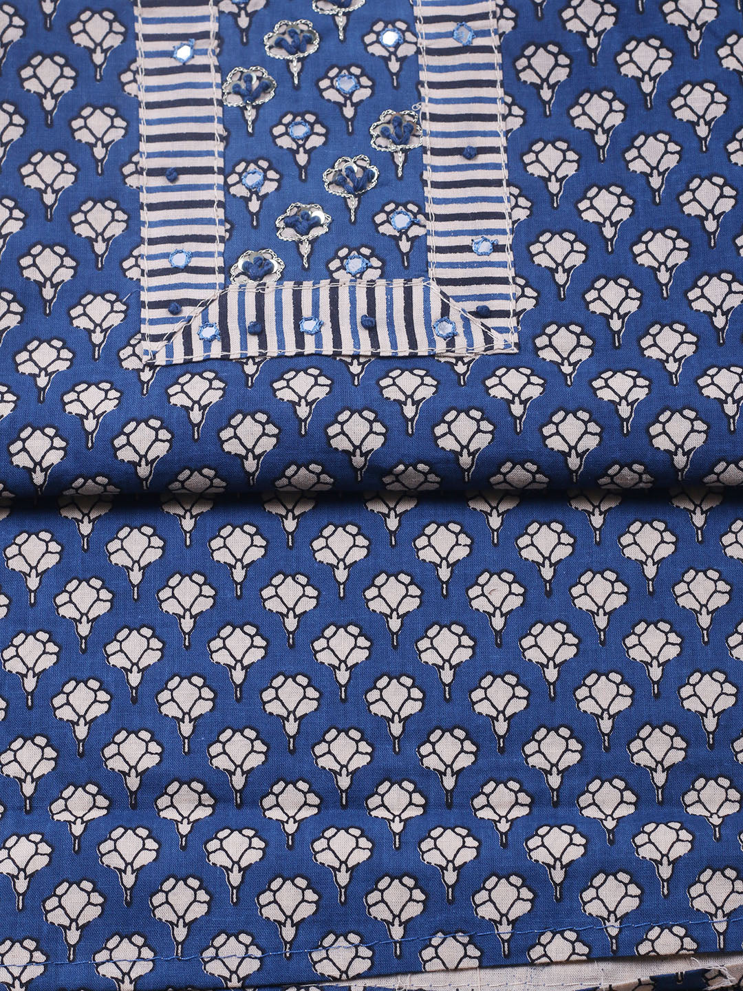 Embroidered Cotton Blend Unstitched Suit With Pant &amp; Dupatta