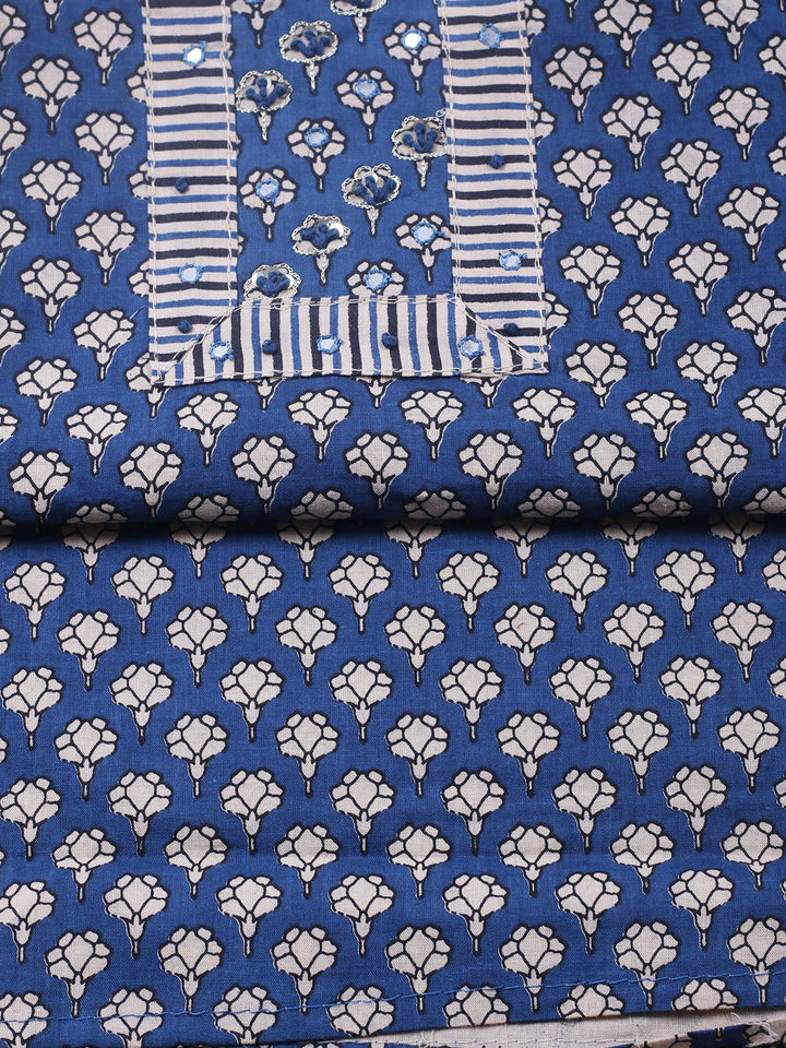Embroidered Cotton Blend Unstitched Suit With Pant &amp; Dupatta