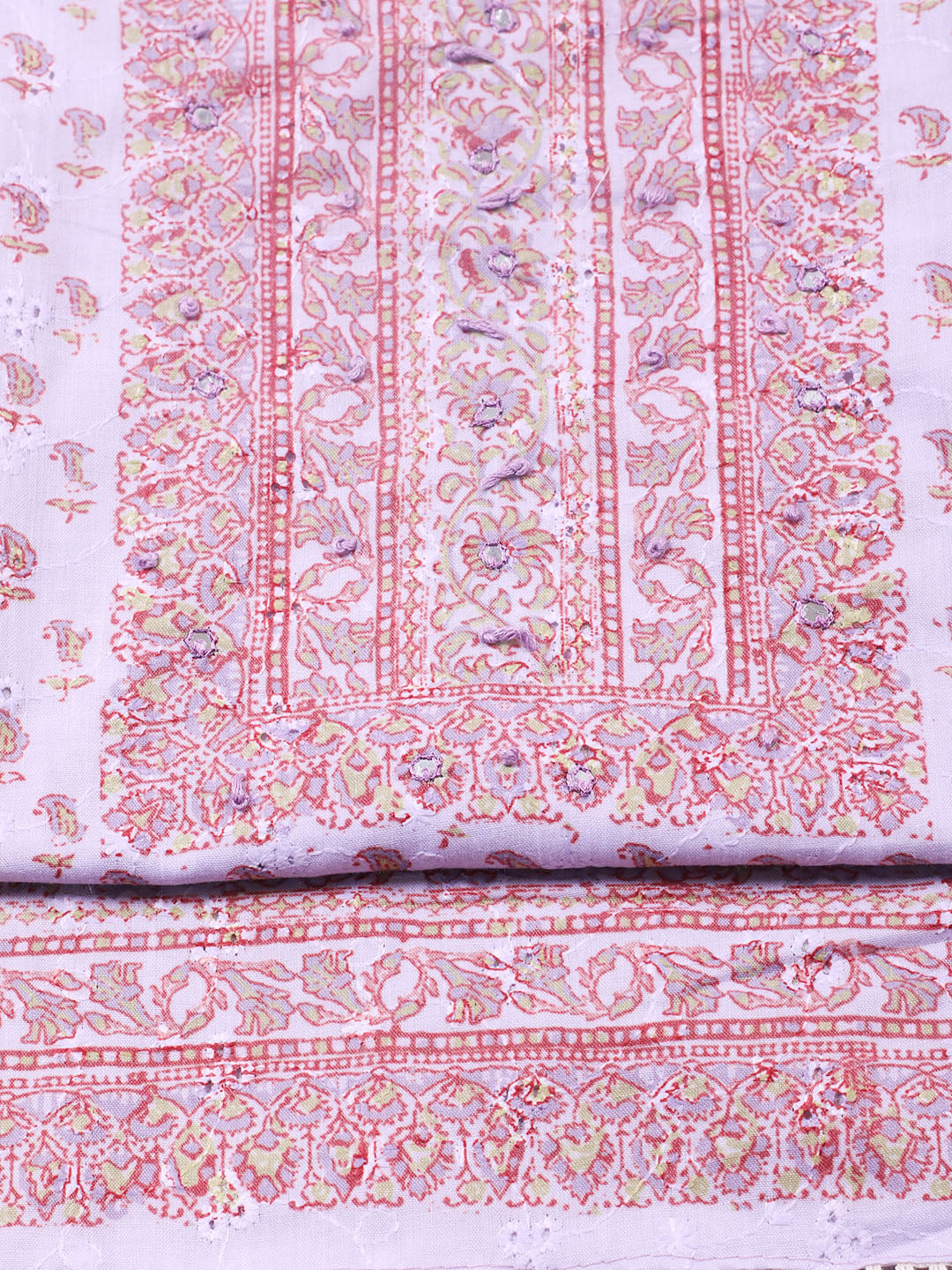 Printed Cotton Blend Unstitched Suit With Pant &amp; Dupatta