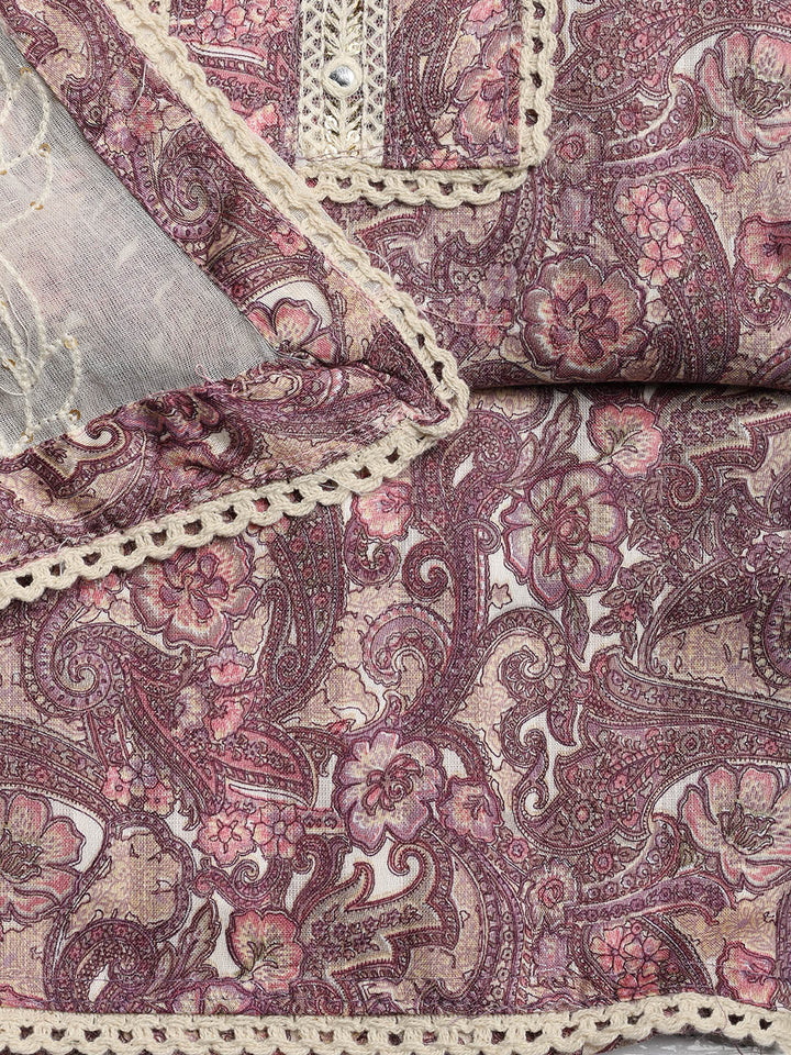 Embroidered Cotton Blend Unstitched Suit With Dupatta