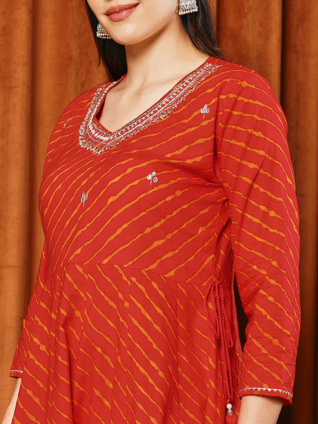 Printed Cotton Blend Kurta With Pants & Dupatta