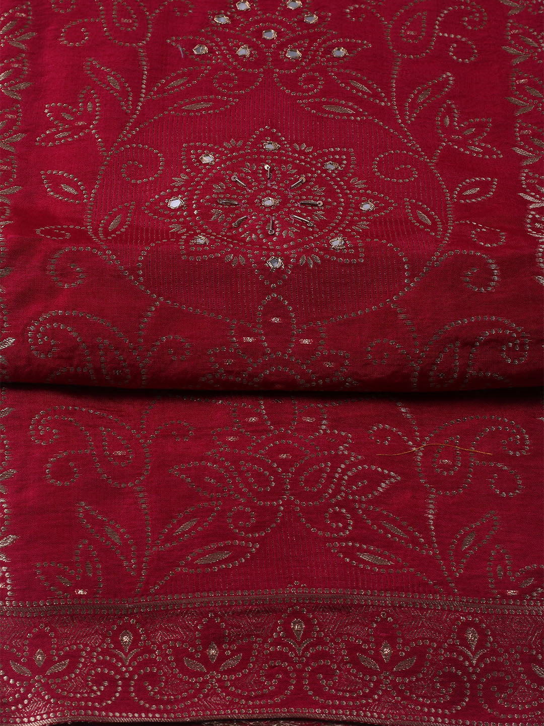 Woven Design Chanderi Unstitched Kurta With Pant &amp; Dupatta