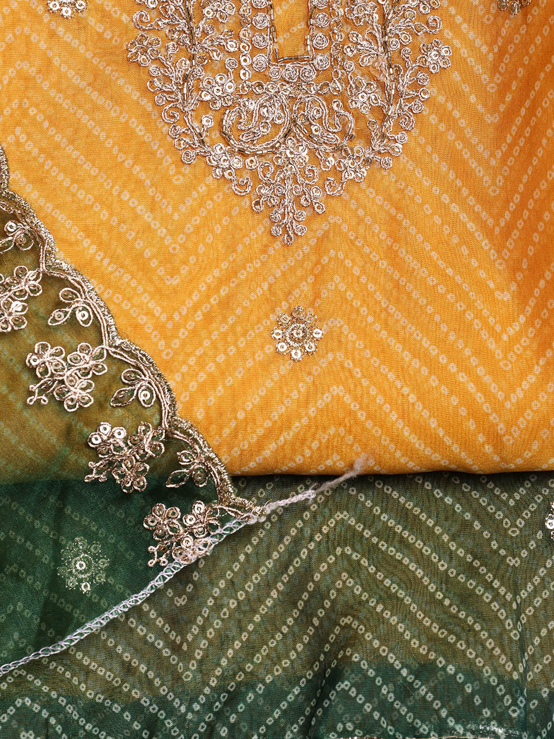 Neck Embroidered Organza Unstitched Suit With Dupatta