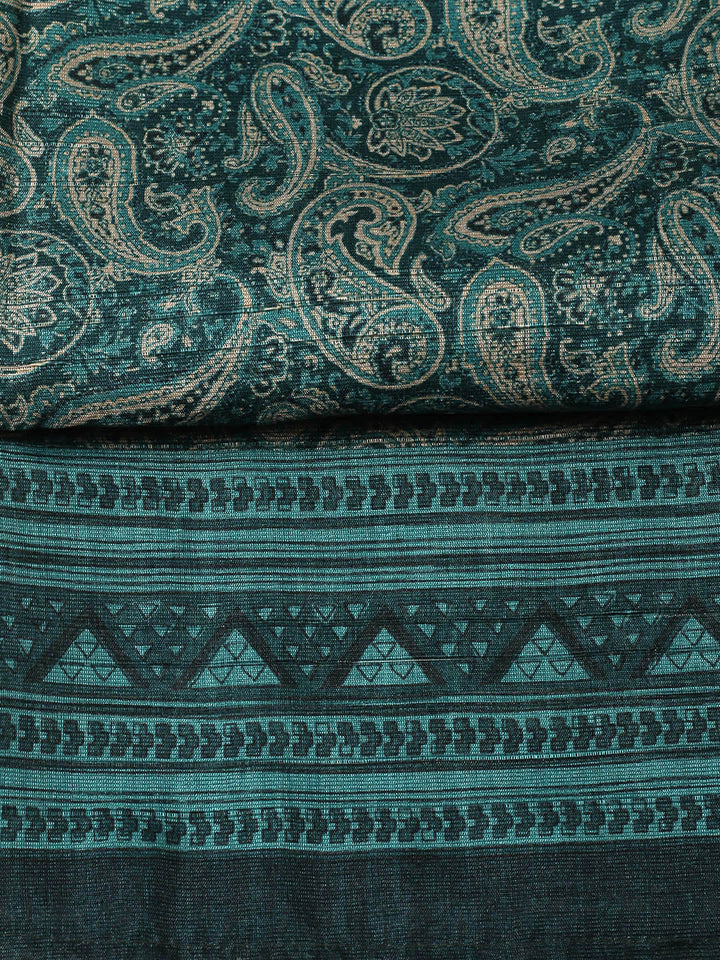 Printed Chanderi Unstitched Suit With Pant &amp; Dupatta