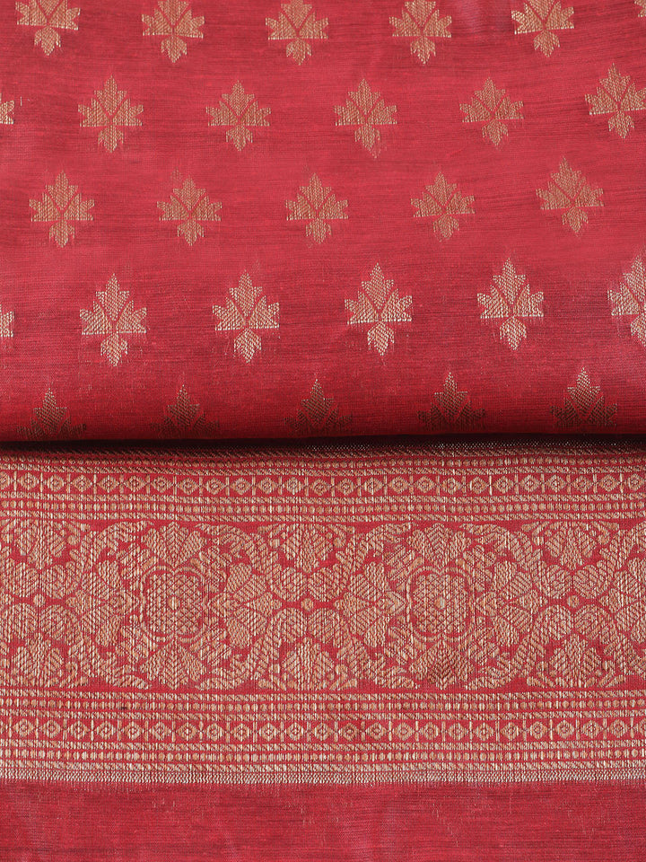 Banarasi Chanderi Unstitched Suit With Pant &amp; Dupatta