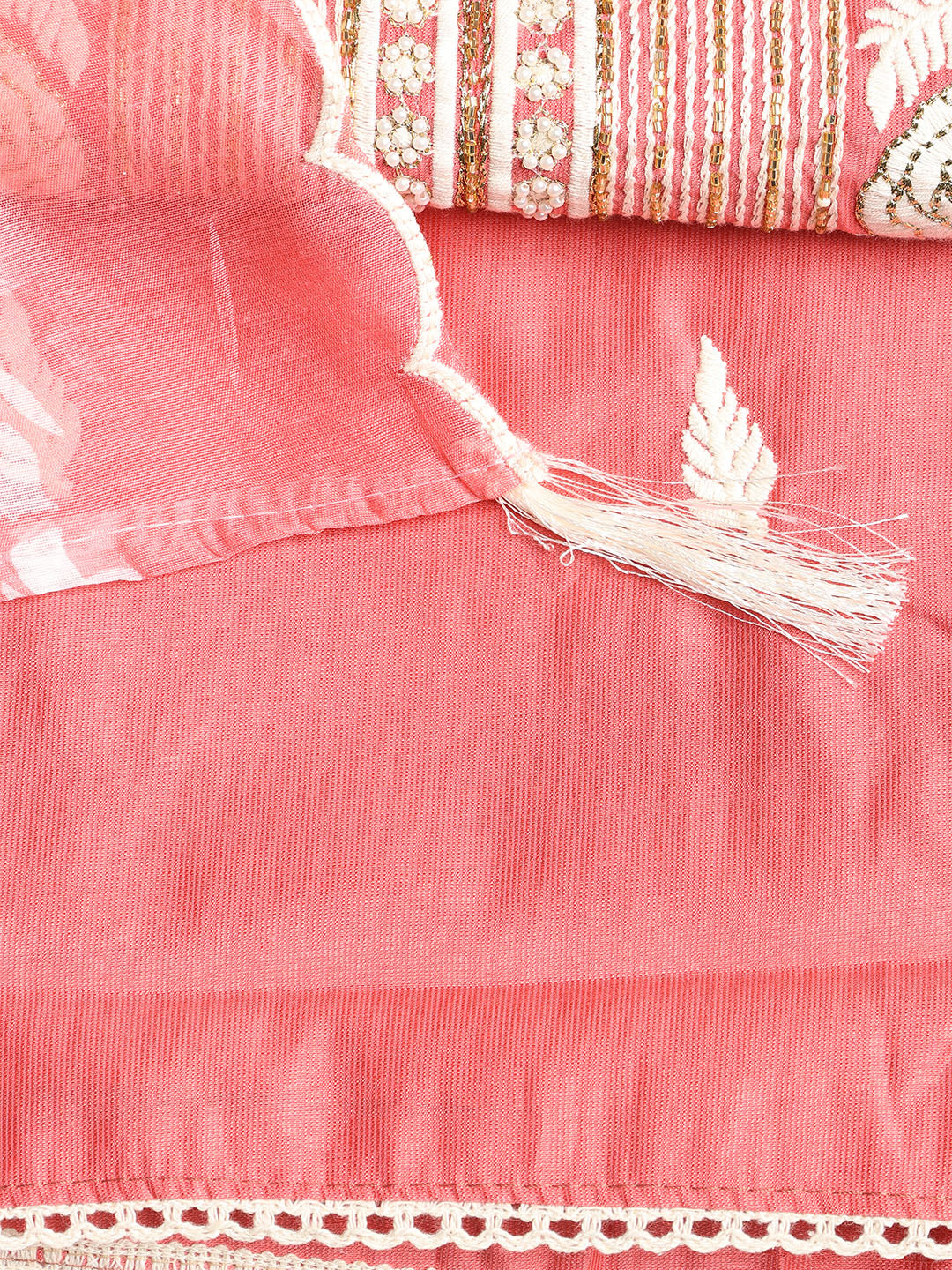 Neck Embroidered Chanderi Unstitched Suit With Dupatta
