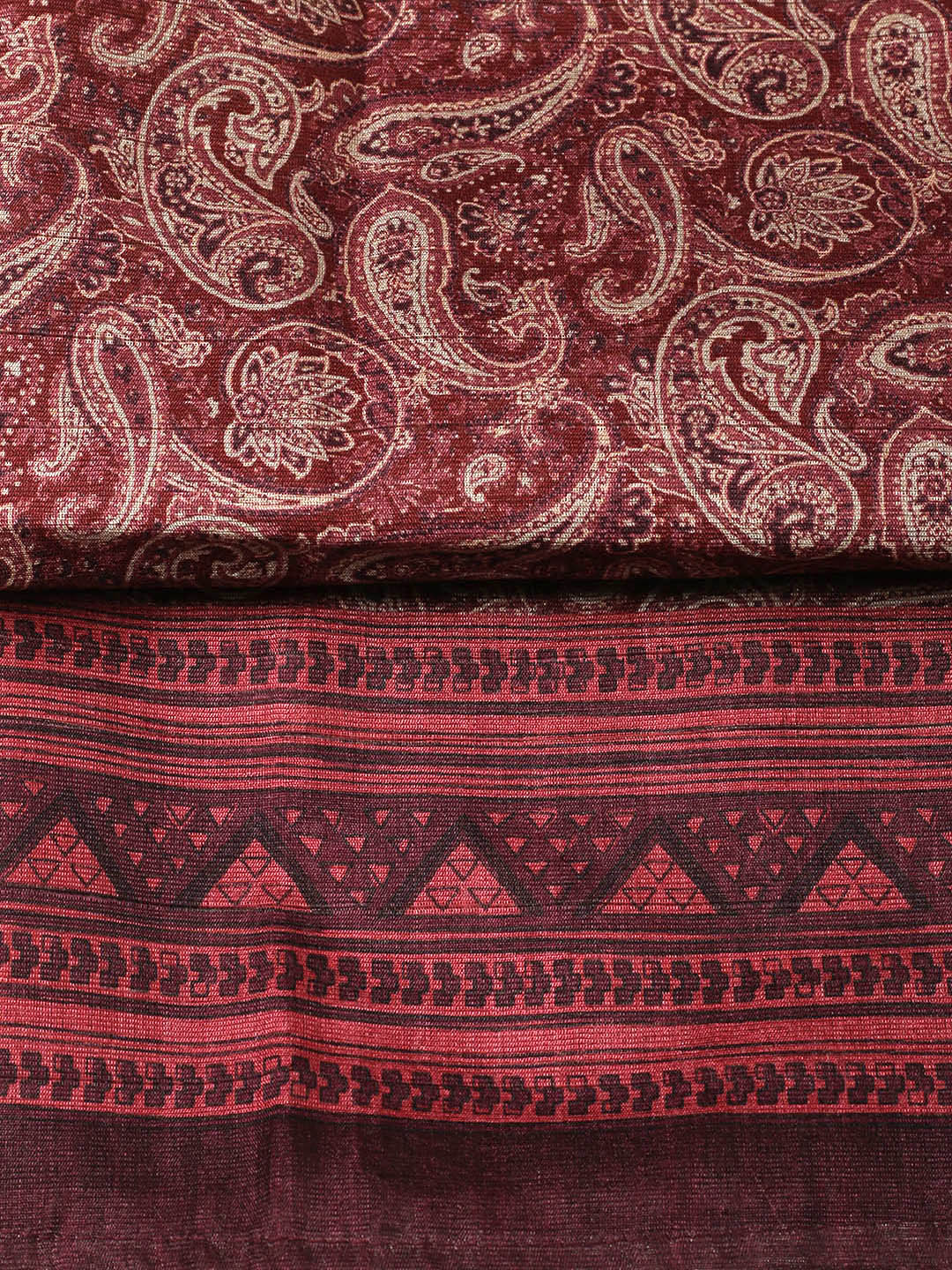 Printed Chanderi Unstitched Suit With Pant &amp; Dupatta