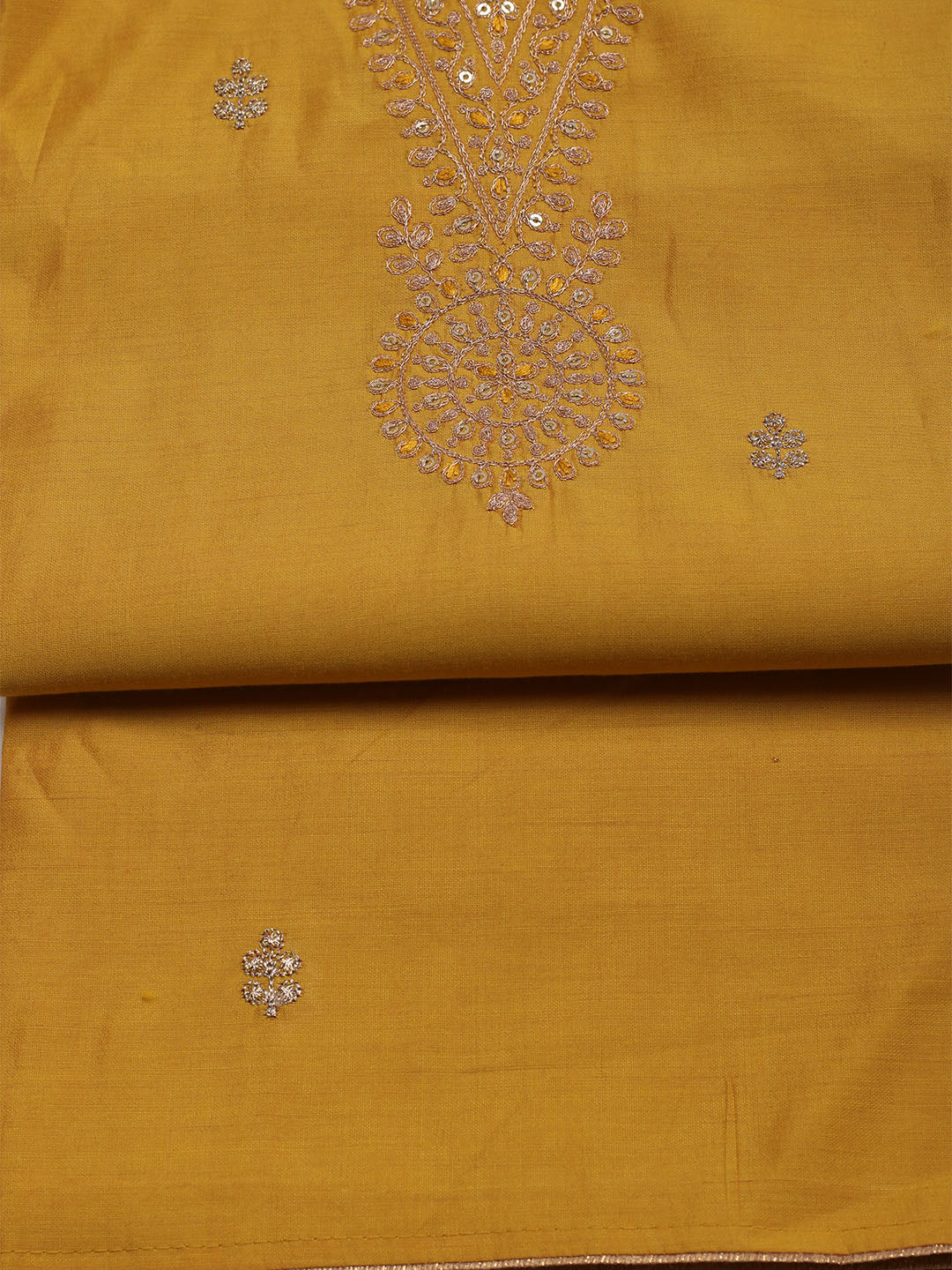 Embroidered Chanderi Unstitched Suit With Dupatta