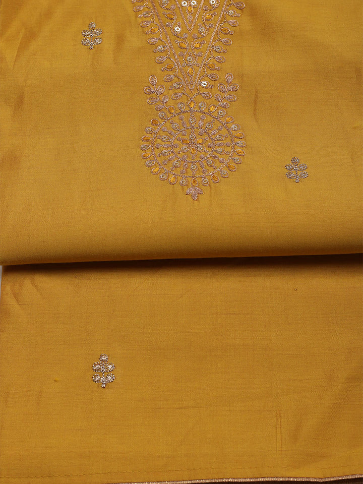 Embroidered Chanderi Unstitched Suit With Dupatta