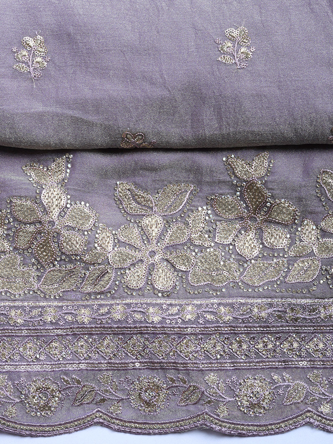 Embroidered Organza Unstitched Suit With Pant &amp; Dupatta