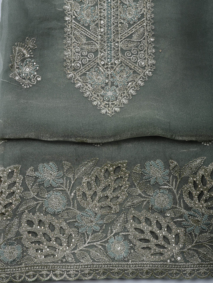 Embroidered Tissue Unstitched Suit With Pant &amp; Dupatta