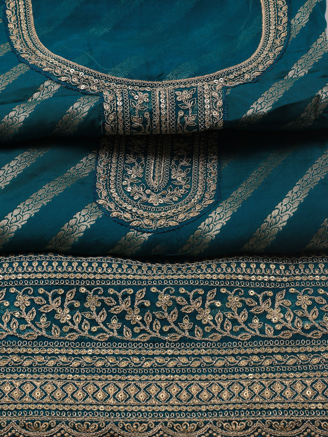 Zari Jaal Art Silk Unstitched Suit Piece With Dupatta