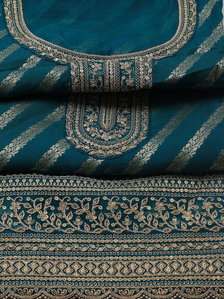 Zari Jaal Art Silk Unstitched Suit Piece With Dupatta