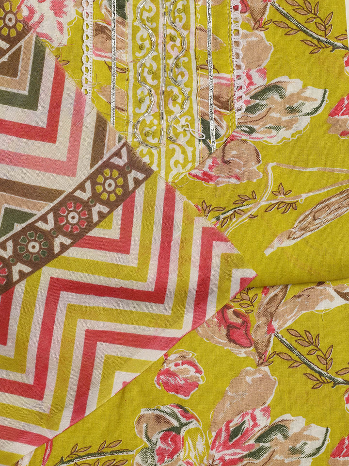 Neck Embroidered Cotton Blend Unstitched Suit With Dupatta