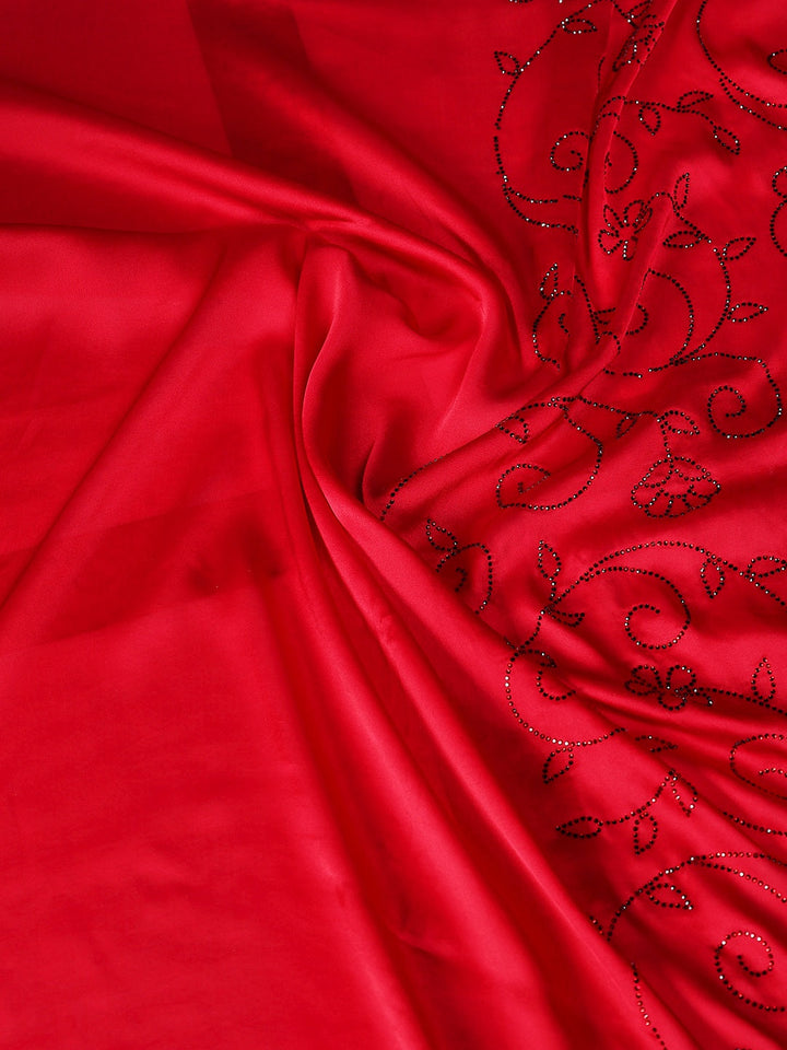Embroidered Satin Saree
