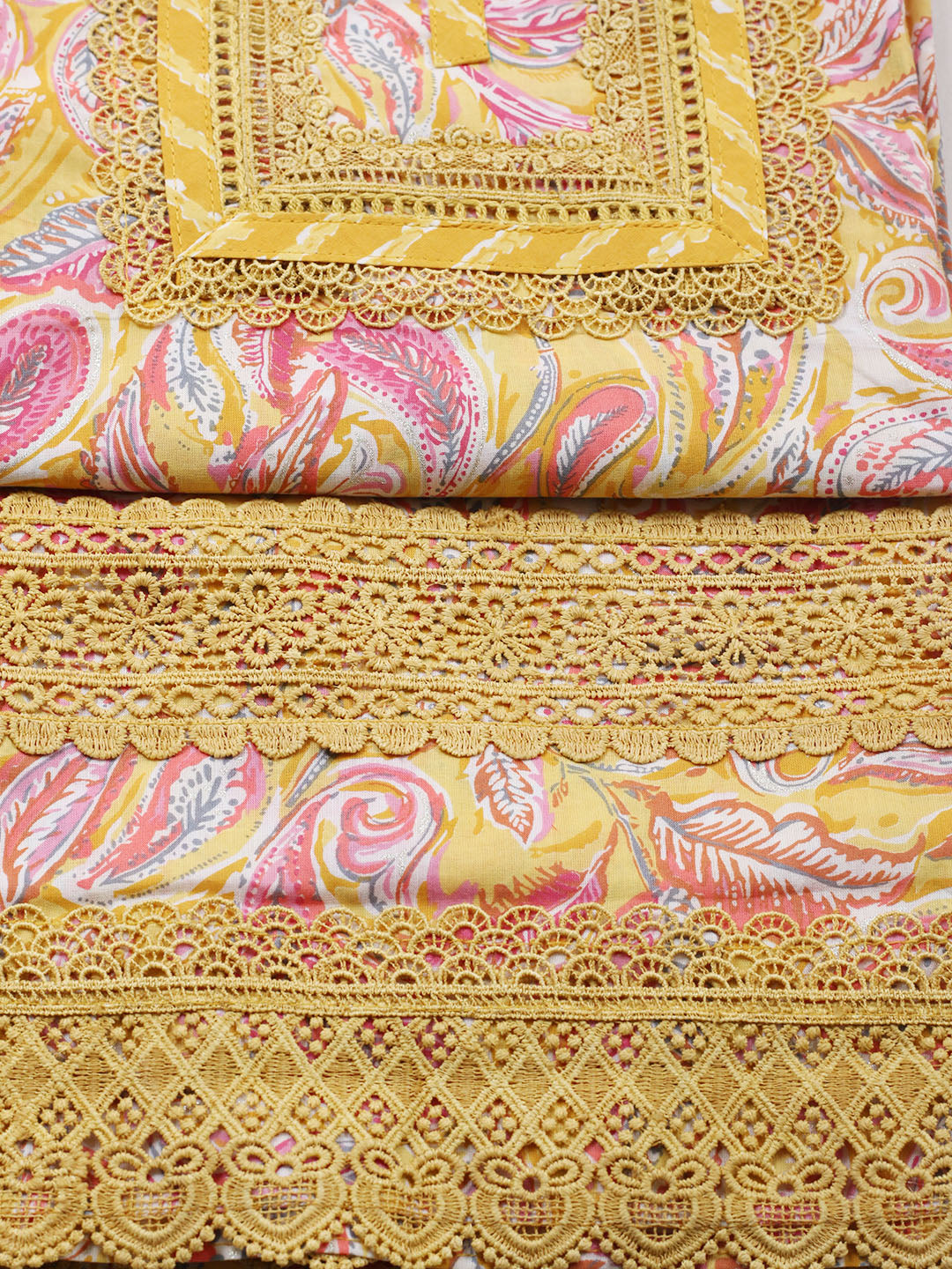 Embroidered Cotton Blend Unstitched Suit With Pant &amp; Dupatta