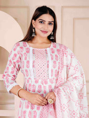 Printed Cotton Suit Set With Dupatta