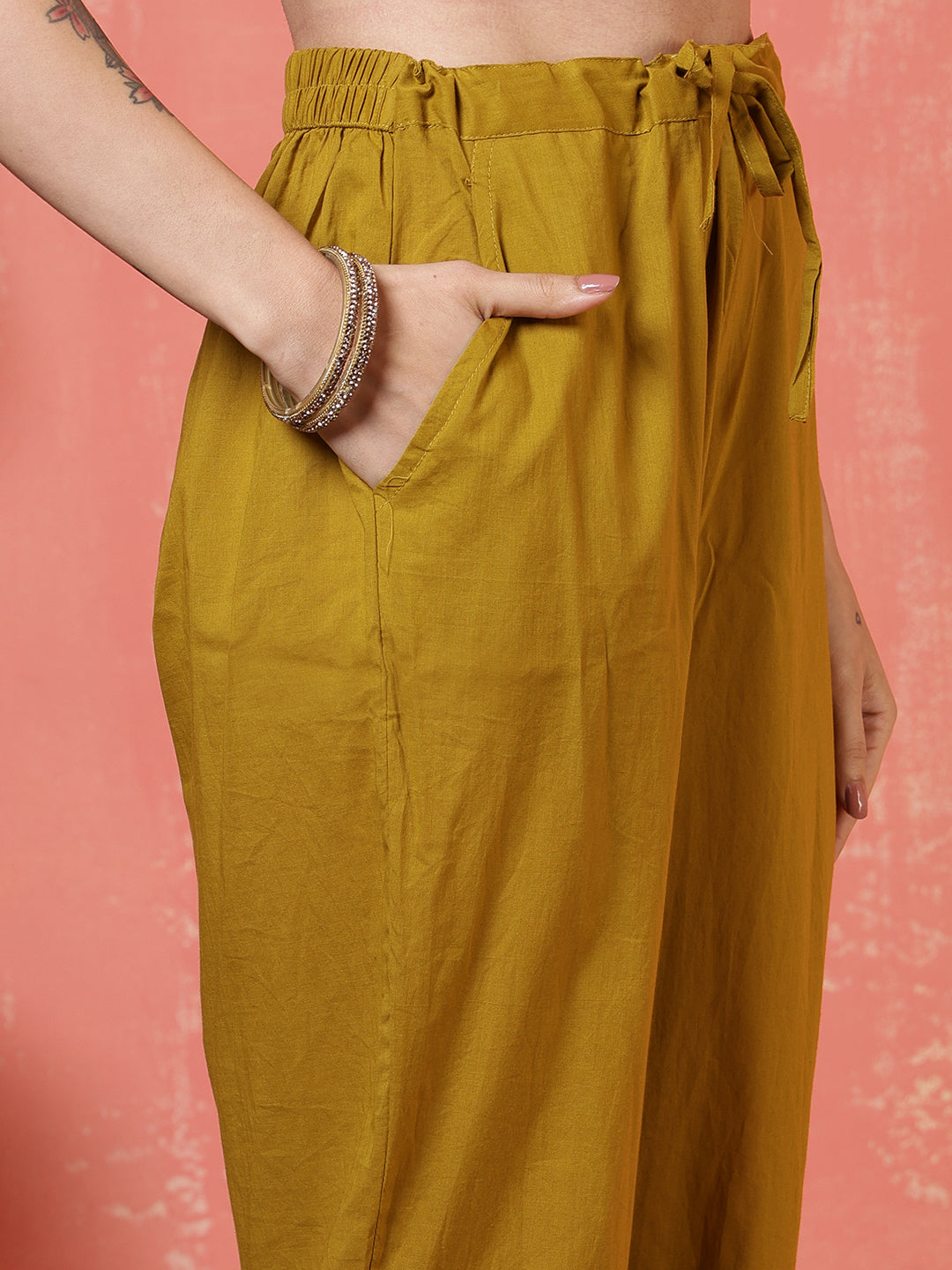 Printed Cotton Blend Kurta With Pants &amp; Dupatta