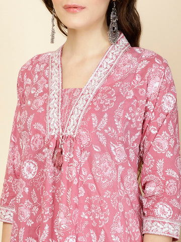 Printed Cotton Suit Set With Dupatta