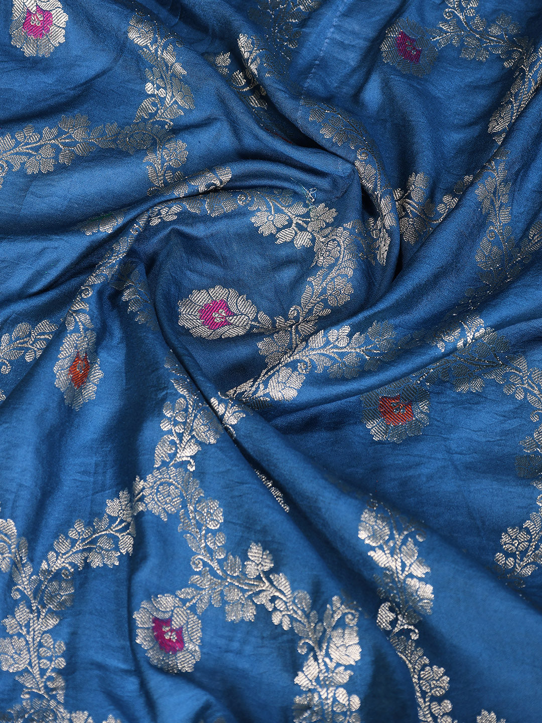 Zari Border Booti Cotton Blend Woven Saree