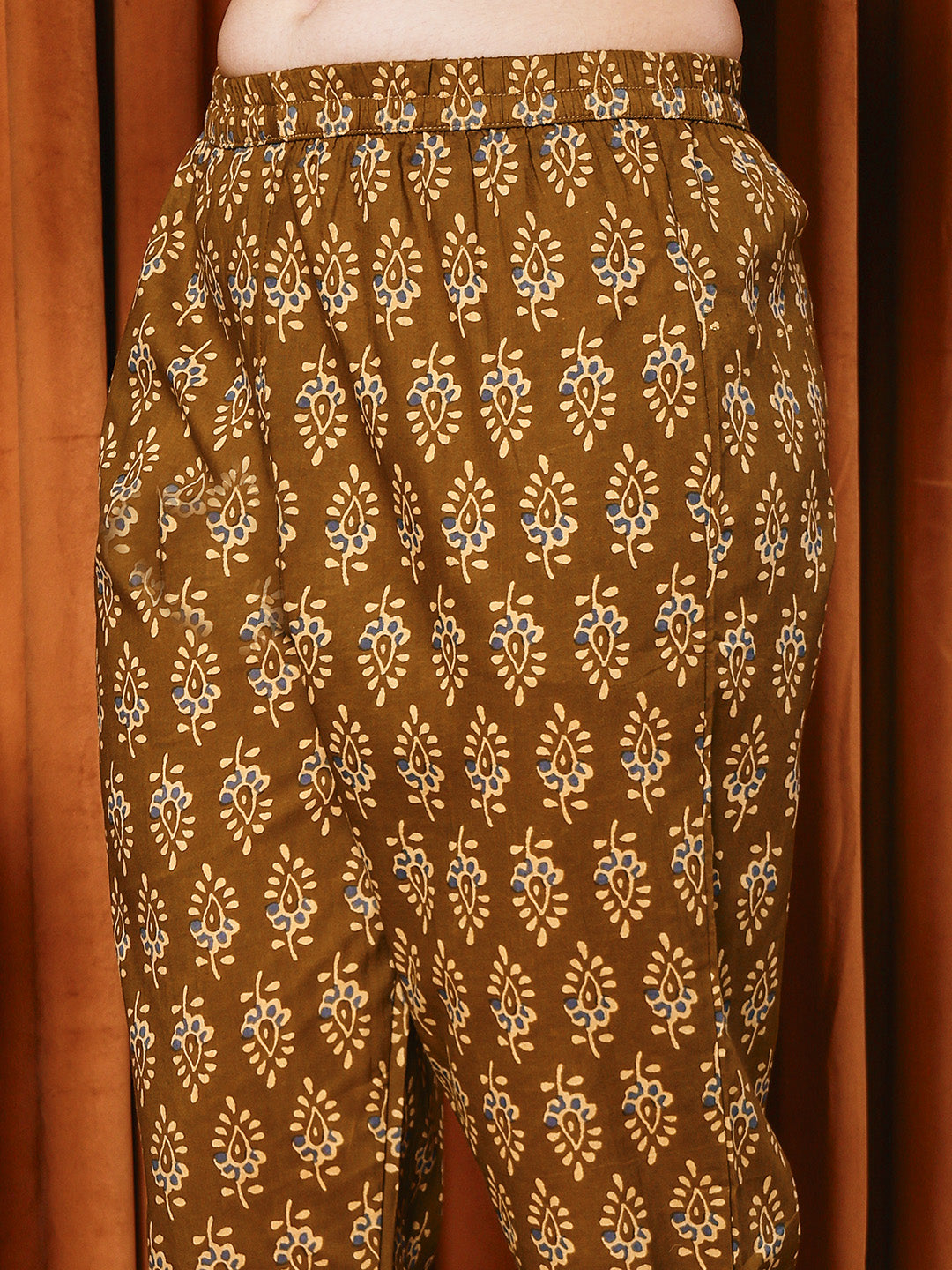 Printed Cotton Blend Kurta With Pants & Dupatta