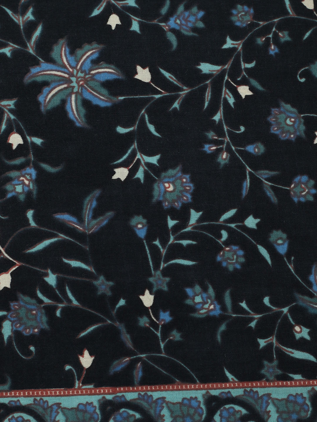Printed Cotton Blend Unstitched Suit With Pant &amp; Dupatta