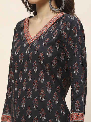 Printed Cotton Suit Set With Dupatta