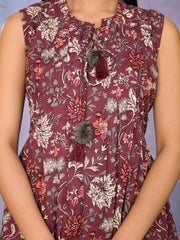 Floral Printed Cotton Kurta With Pants & Dupatta