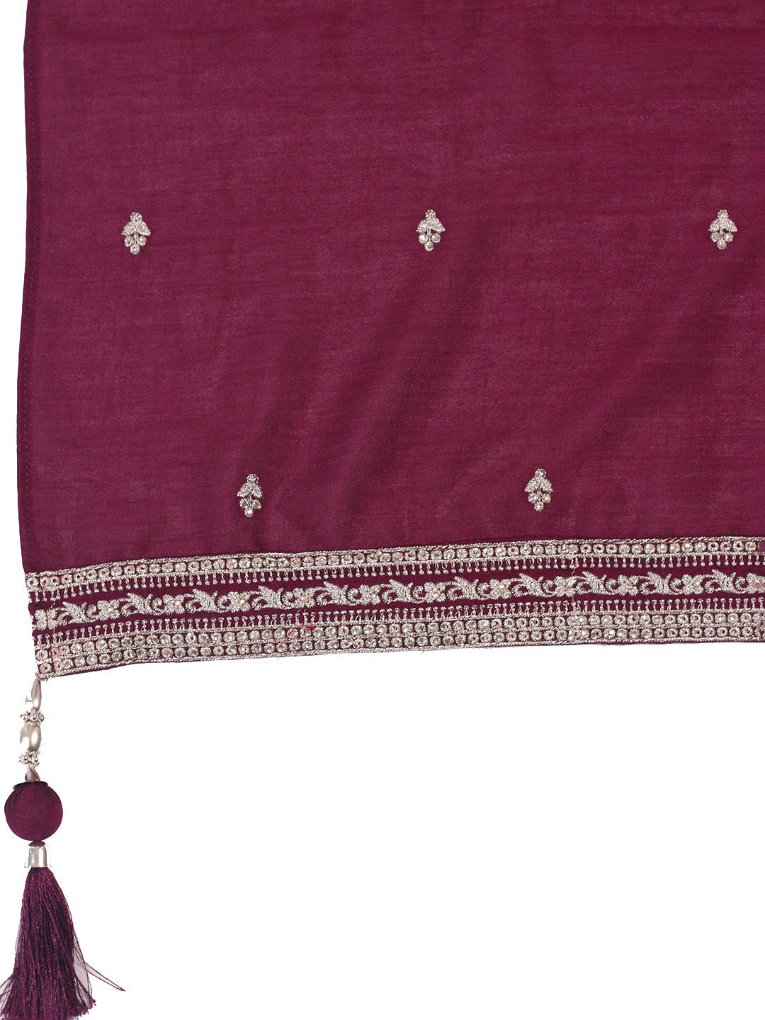 Embroidered Art Silk Kurta With Pant &amp; Dupatta