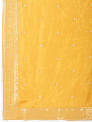 Woven Chanderi Unstitched Suit Piece With Banarsi Dupatta