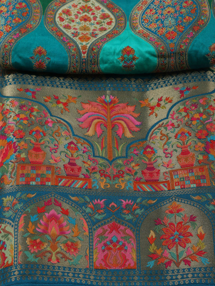 Woven Design Satin Unstitched Suit With Pant &amp; Dupatta