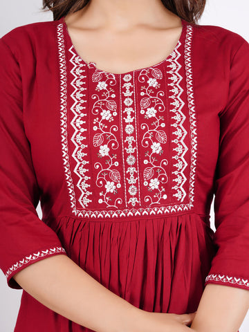 Neck Embroidery Rayon Kurta With Pants