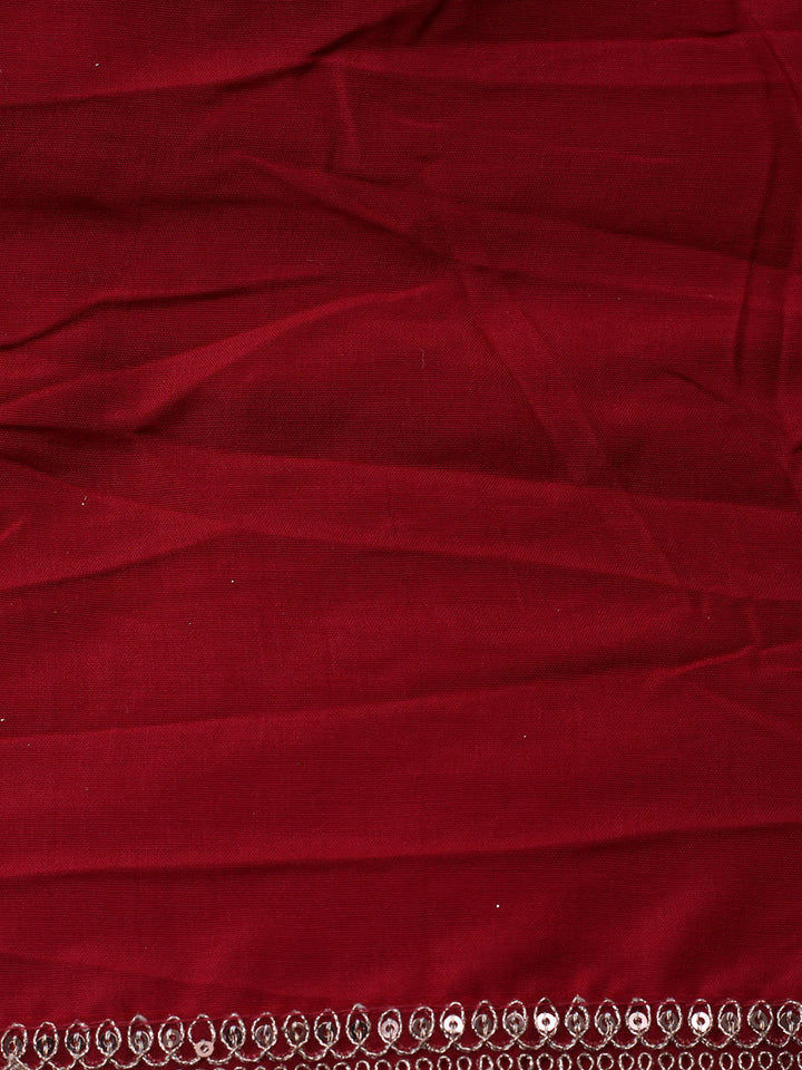 Embroidered Art Silk Unstitched Suit With Dupatta