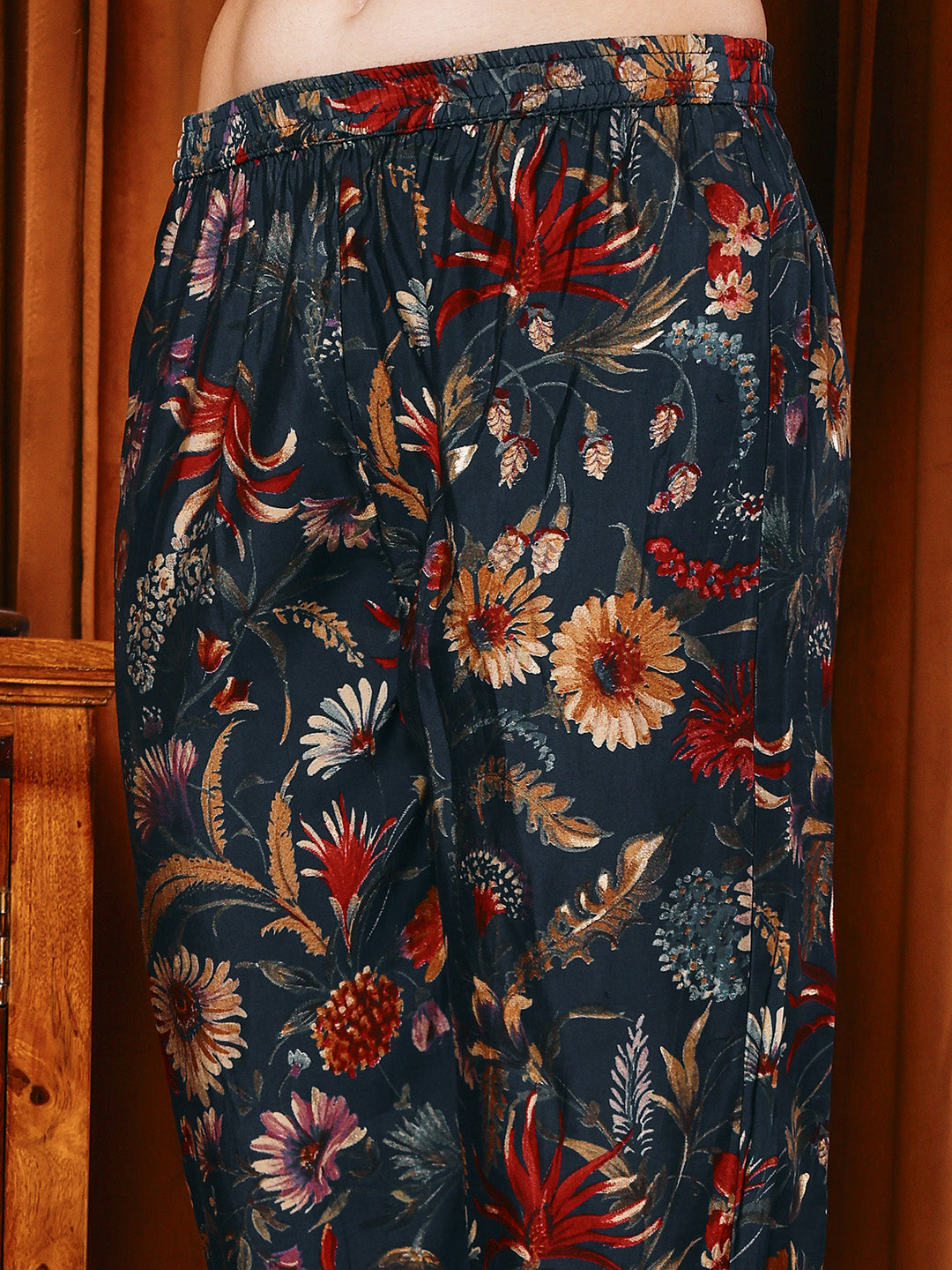 Printed Cotton Blend Kurta With Pants & Dupatta