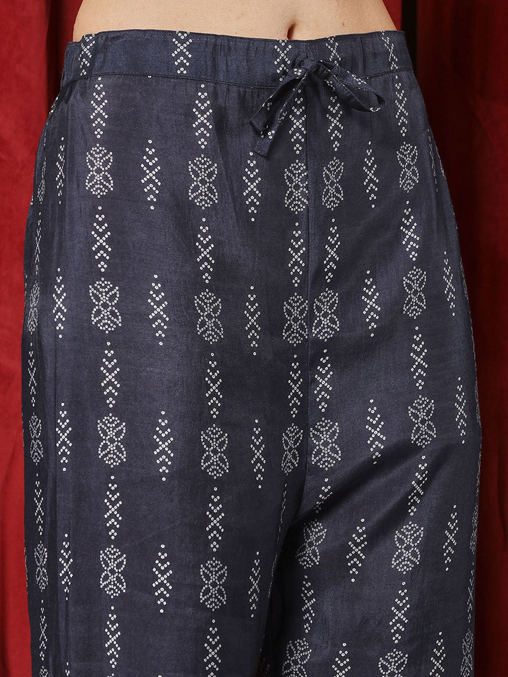 Printed Chanderi Kurta With Pants &amp; Dupatta