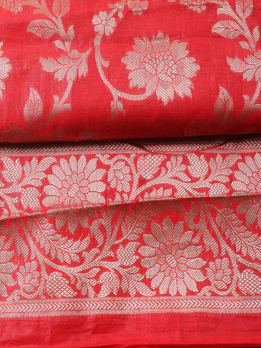Woven Design Chanderi Unstitched Suit With Pant Dupatta