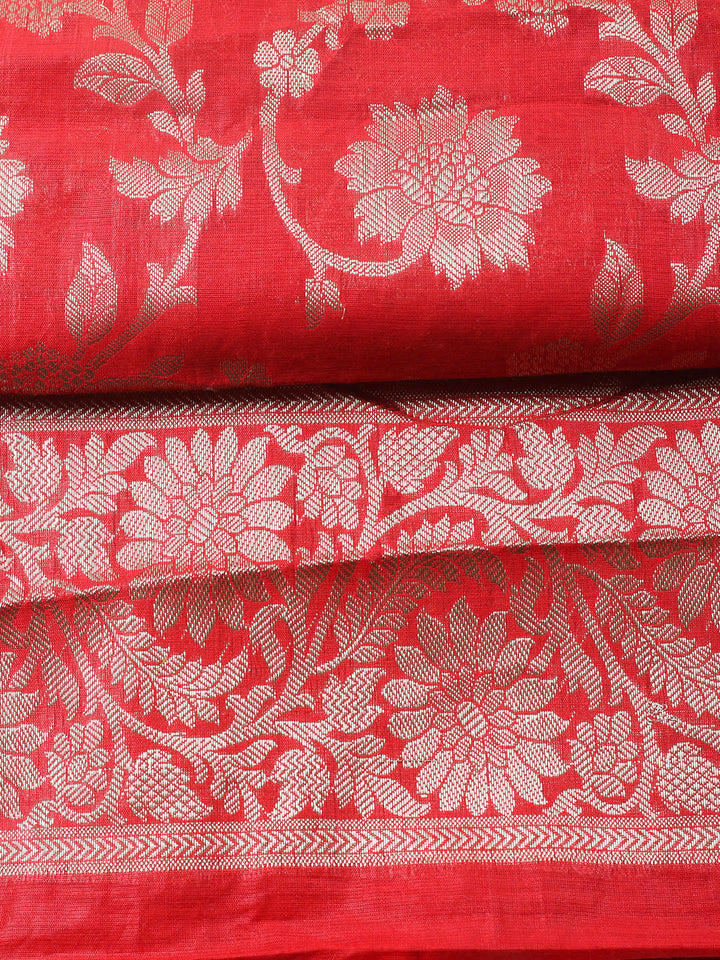 Woven Design Chanderi Unstitched Suit With Pant Dupatta