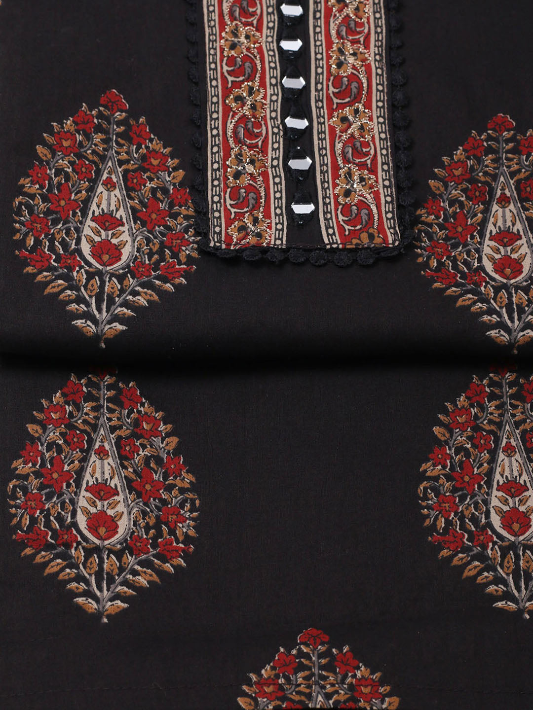 Embroidered Cotton Unstitched Suit With Pant &amp; Dupatta