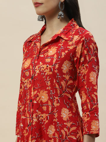 Floral Printed Cotton Kurta Set