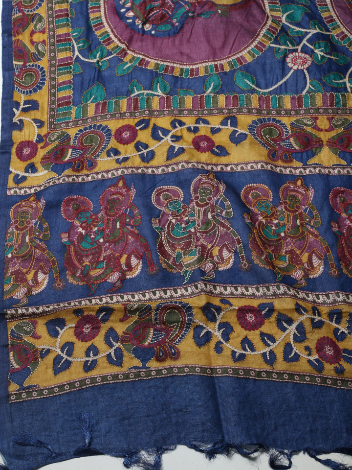 Printed Tussar Unstitched Kurta With Pant &amp; Dupatta