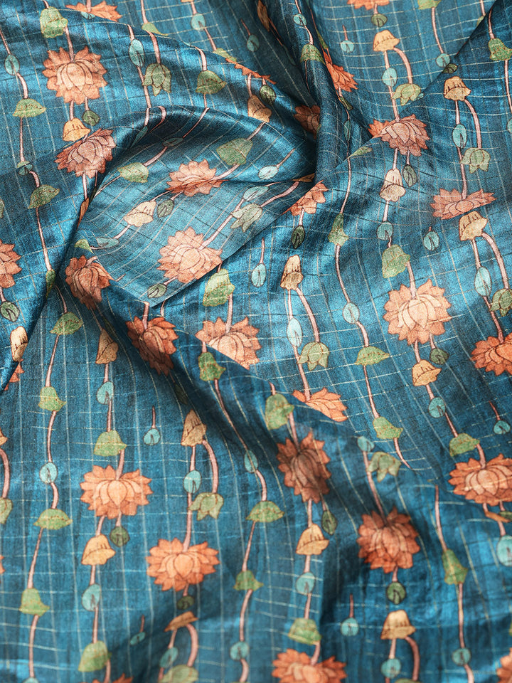 Digital Floral Printed Tussar Saree