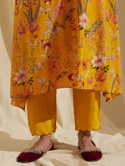 Floral Printed Collar Neck Muslin Kurta With Pants