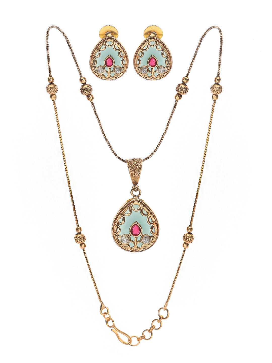 Gold Green Jewellery Set