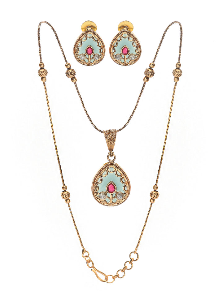 Gold Green Jewellery Set