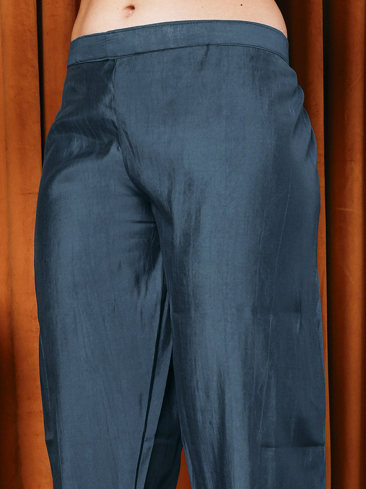 Embroidered Cotton Blend Kurta With Pants &amp; Dupatta