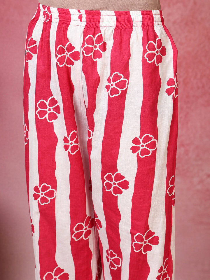 Printed Cotton Blend Kurta With Pants