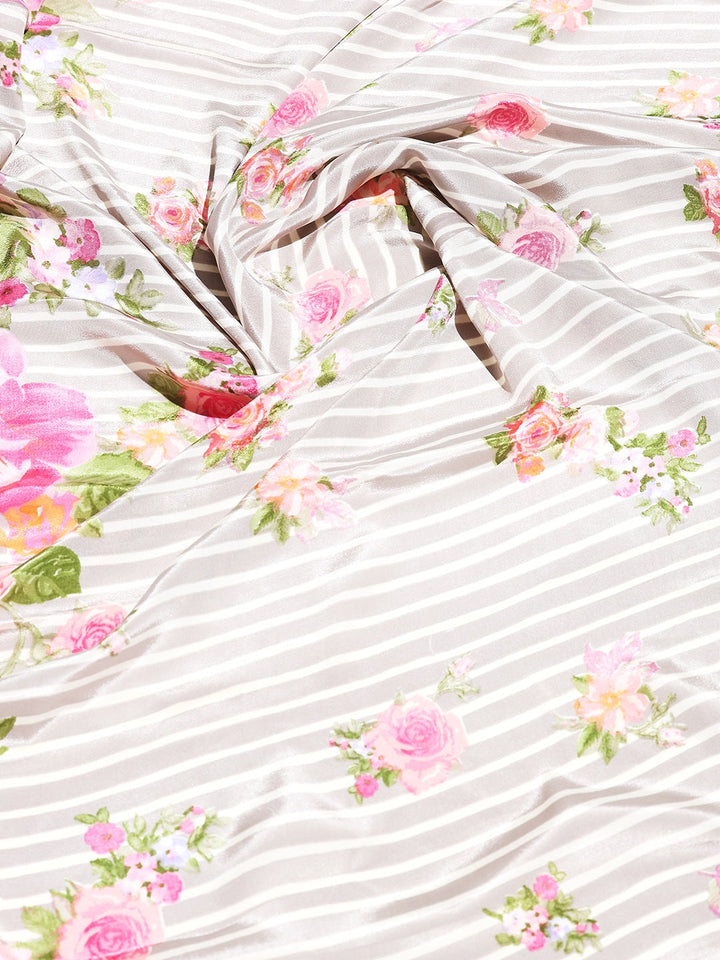 Floral Printed Crepe Saree
