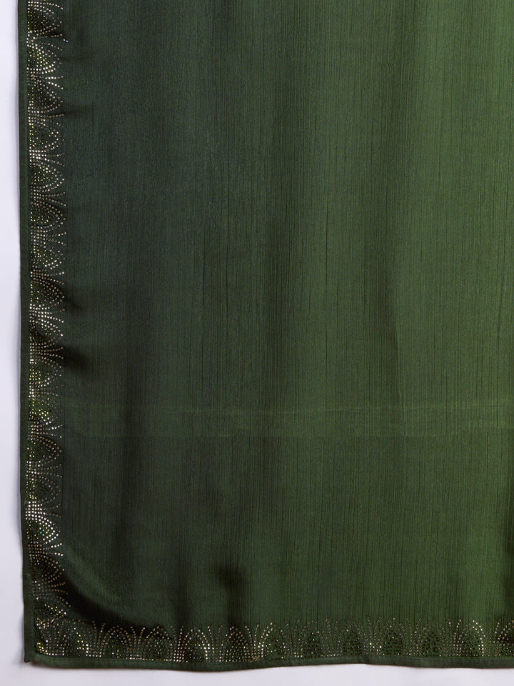 Embroidered Chinon Saree