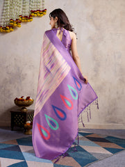 Floral Printed Zari Border Art Silk Woven Saree