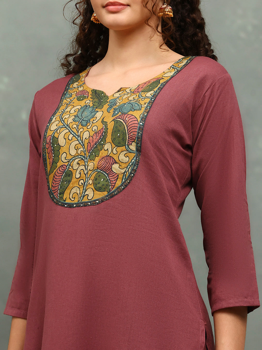Printed Cotton Blend Kurta With Pants &amp; Dupatta